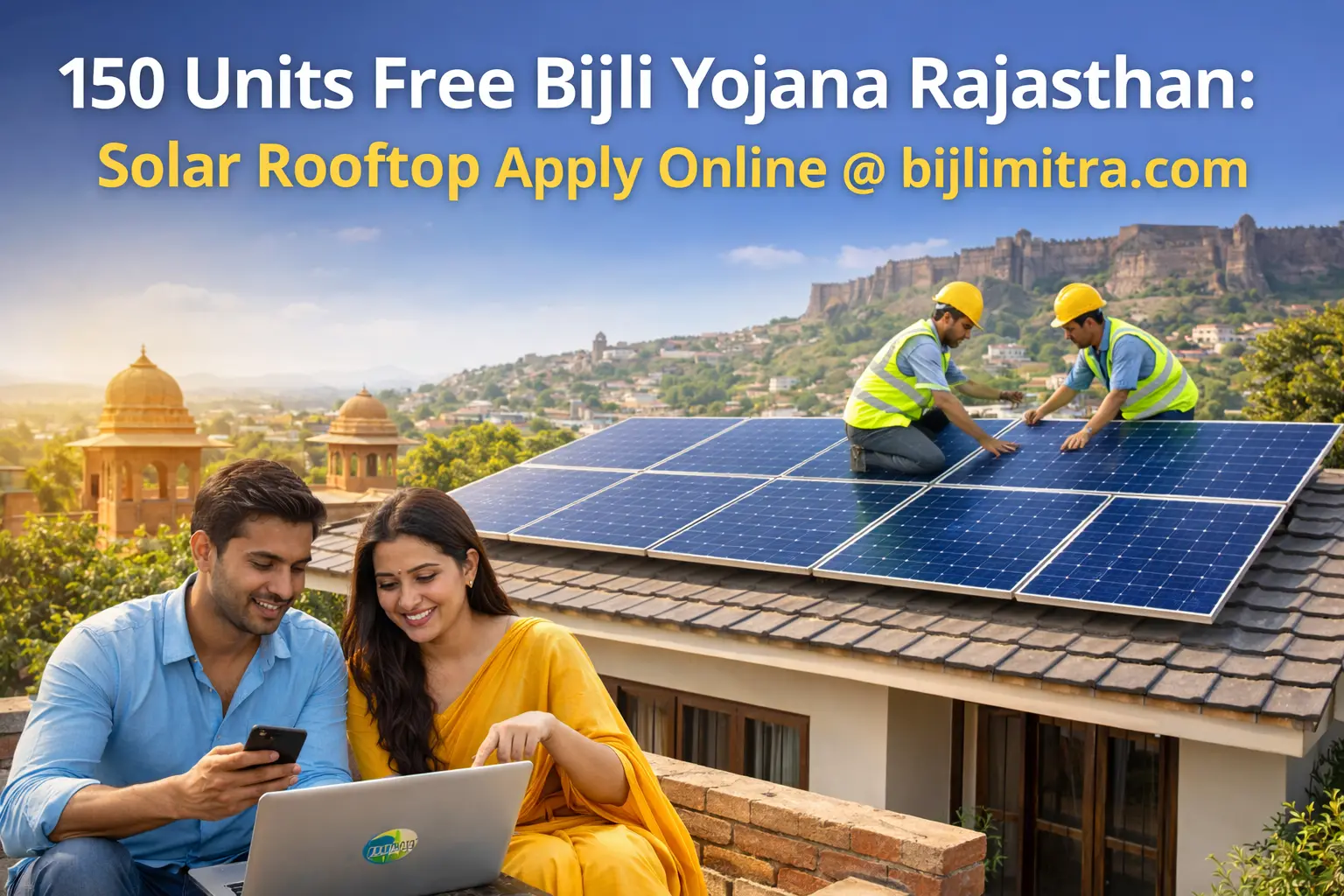Eco-friendly solar rooftop installation Rajasthan rural areas.