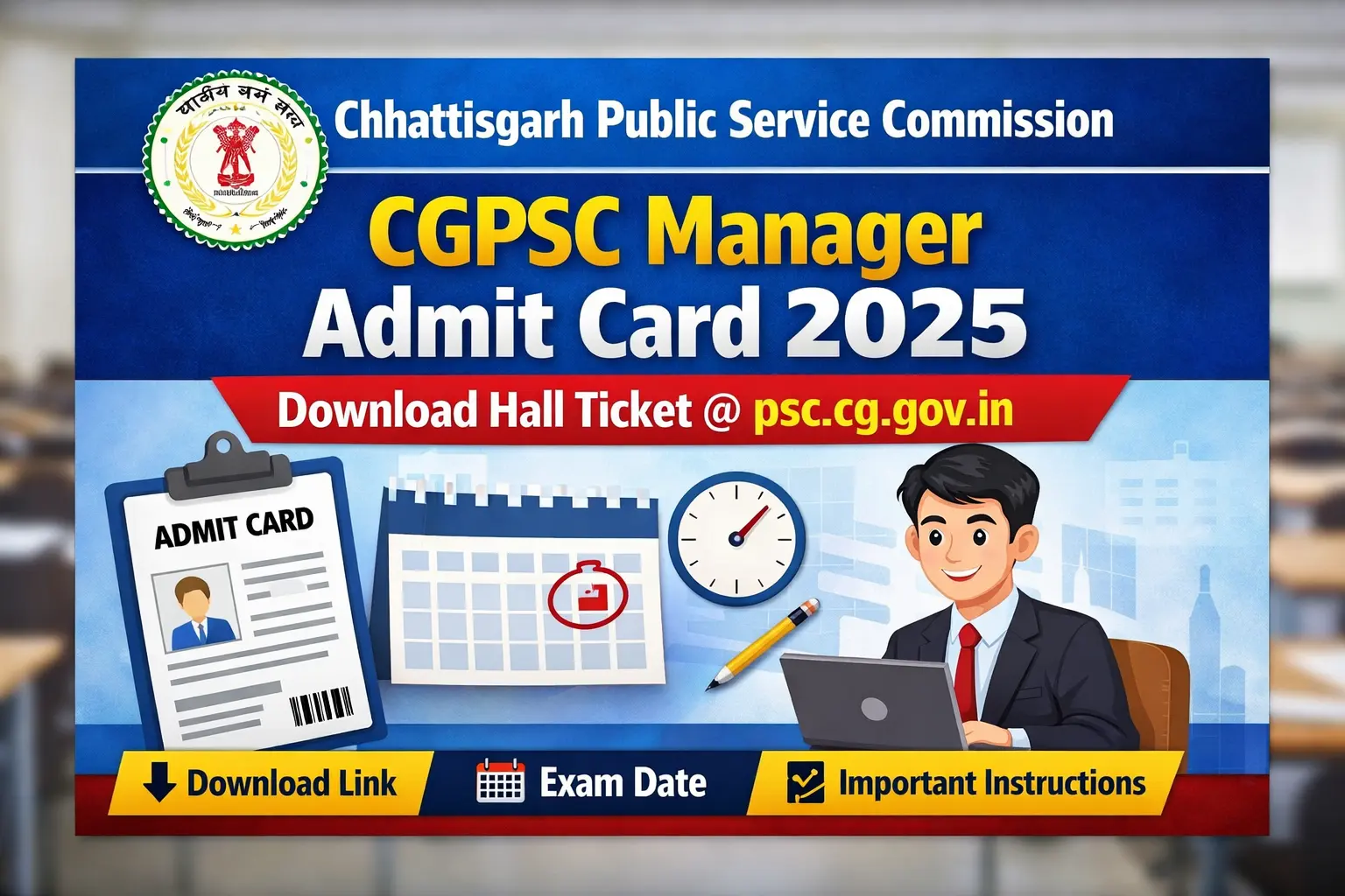 CGPSC Manager Admit Card 2025 download link for Chhattisgarh Public Service Commission exam.