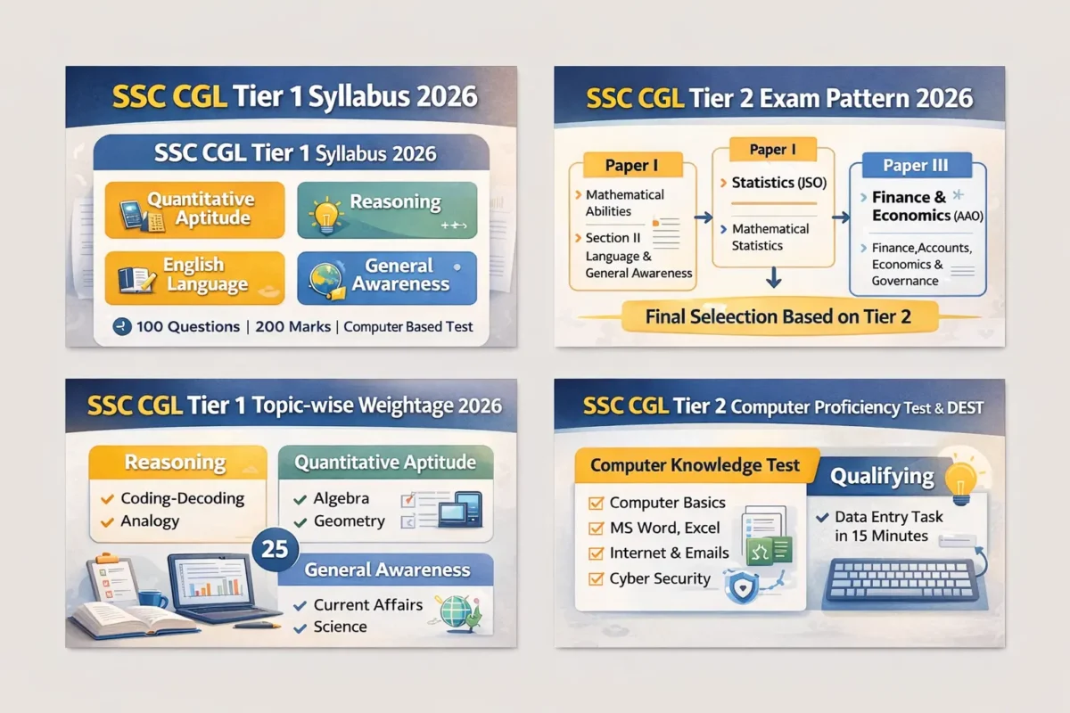 SSC CGL Syllabus 2026 infographic based on latest exam pattern