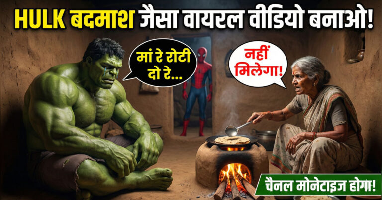 AI से वायरल वीडियो कैसे बनाएं: मोबाइल से Hulk-Style वीडियो बनाकर लाखों कमाएं (2026) 5 AI से वायरल वीडियो कैसे बनाएं: मोबाइल से Hulk-Style वीडियो बनाकर लाखों कमाएं (2026)