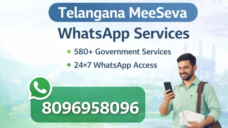 Telangana MeeSeva WhatsApp Number - How to Use & Services List 3 Telangana MeeSeva WhatsApp number 8096958096 for online government services and certificates