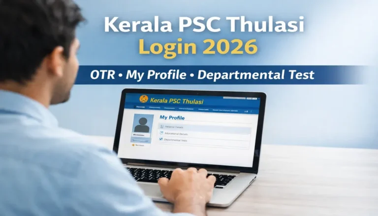 Kerala PSC Thulasi Login 2026 – Complete OTR, My Profile & Departmental Test Guide 1 Kerala PSC Thulasi Login 2026 My Profile and One Time Registration portal