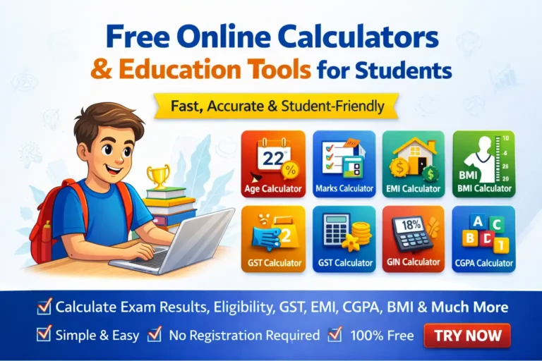 Online student calculator tools for exam results and education assessments on eexamresult.com.