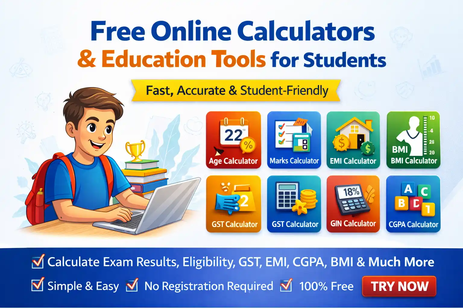 Online student calculator tools for exam results and education assessments on eexamresult.com.