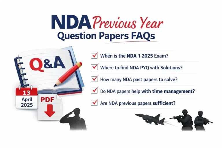 NDA Previous Year Question Papers PDF Download 11 NDA previous year question papers FAQs for exam preparation and solution guide.