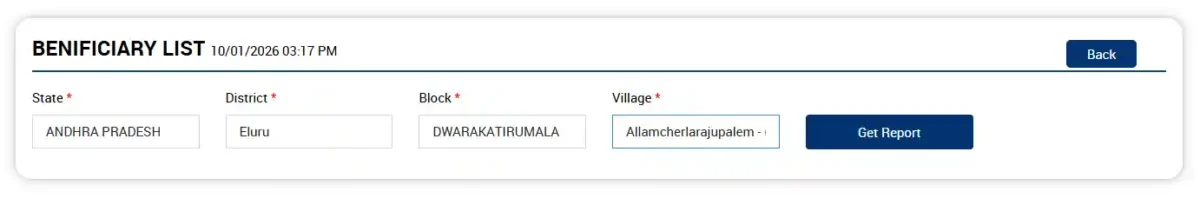 Beneficiary List Page