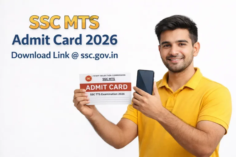 SSC MTS Admit Card 2026: Release Date, Download Link @ ssc.gov.in 10 SSC MTS Admit Card 2026 download featured image showing exam candidate with admit card and official ssc.gov.in release information